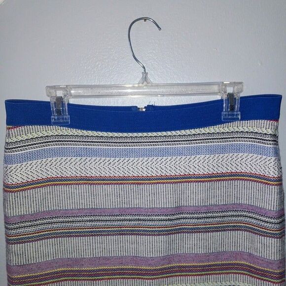 Gap Factory Multi Stripe Mini Skirt-Size 6-Woven-Lined-Elastic Waistband-Boho - Picture 2 of 6